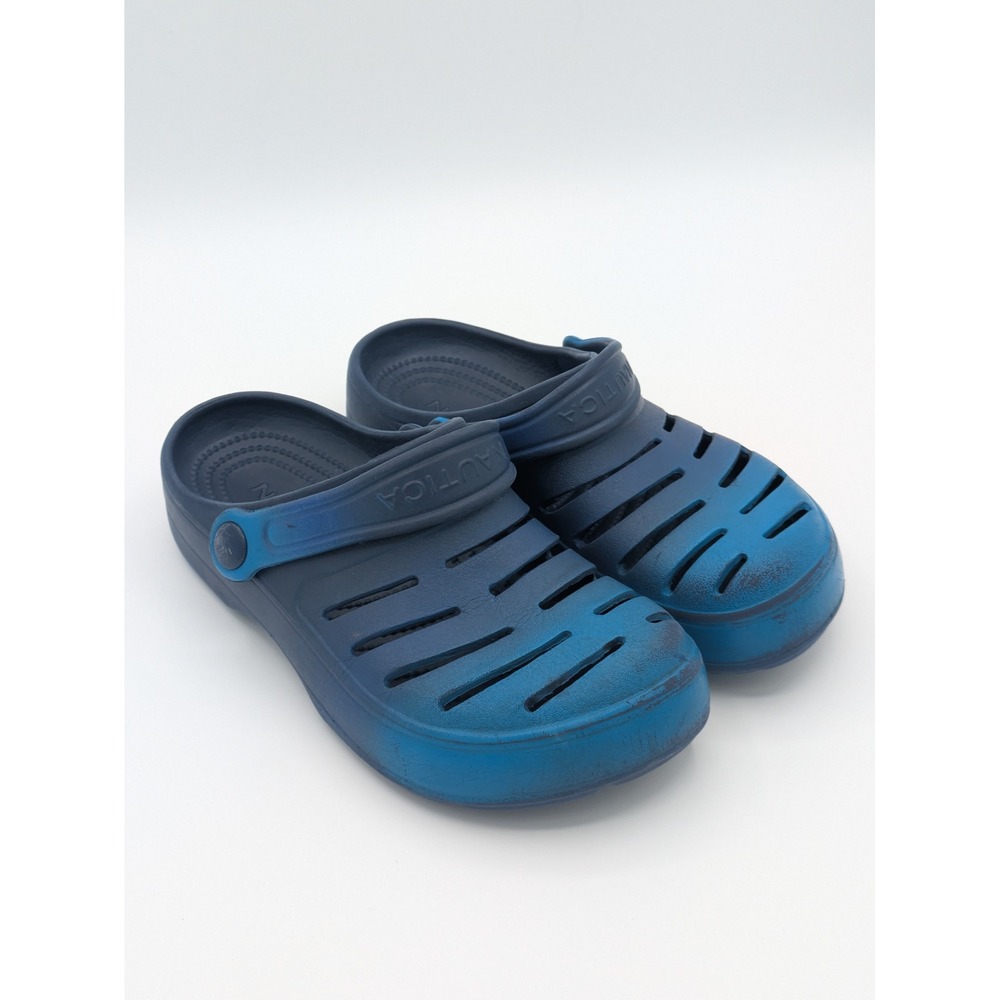Nautica Kids Clogs Size 2 Navy Blue Water Shoes Slip On Beach Rubber - Picture 4 of 12